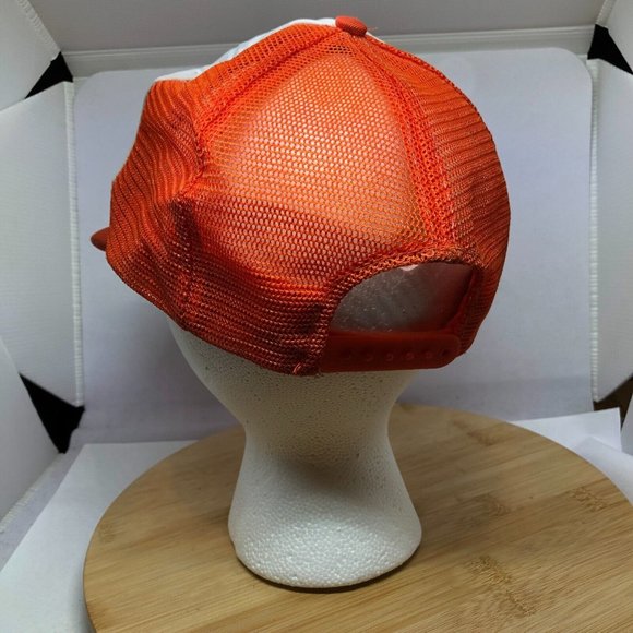 Vtg 1985 Times Nissan Grand Prix of Endurance Snapback Trucker Hat Orange White - Picture 4 of 10